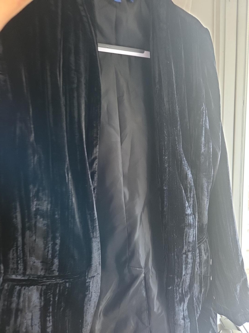 APT.9 Black Crushed Velvet Open Front Blazer Jacket Women's Small